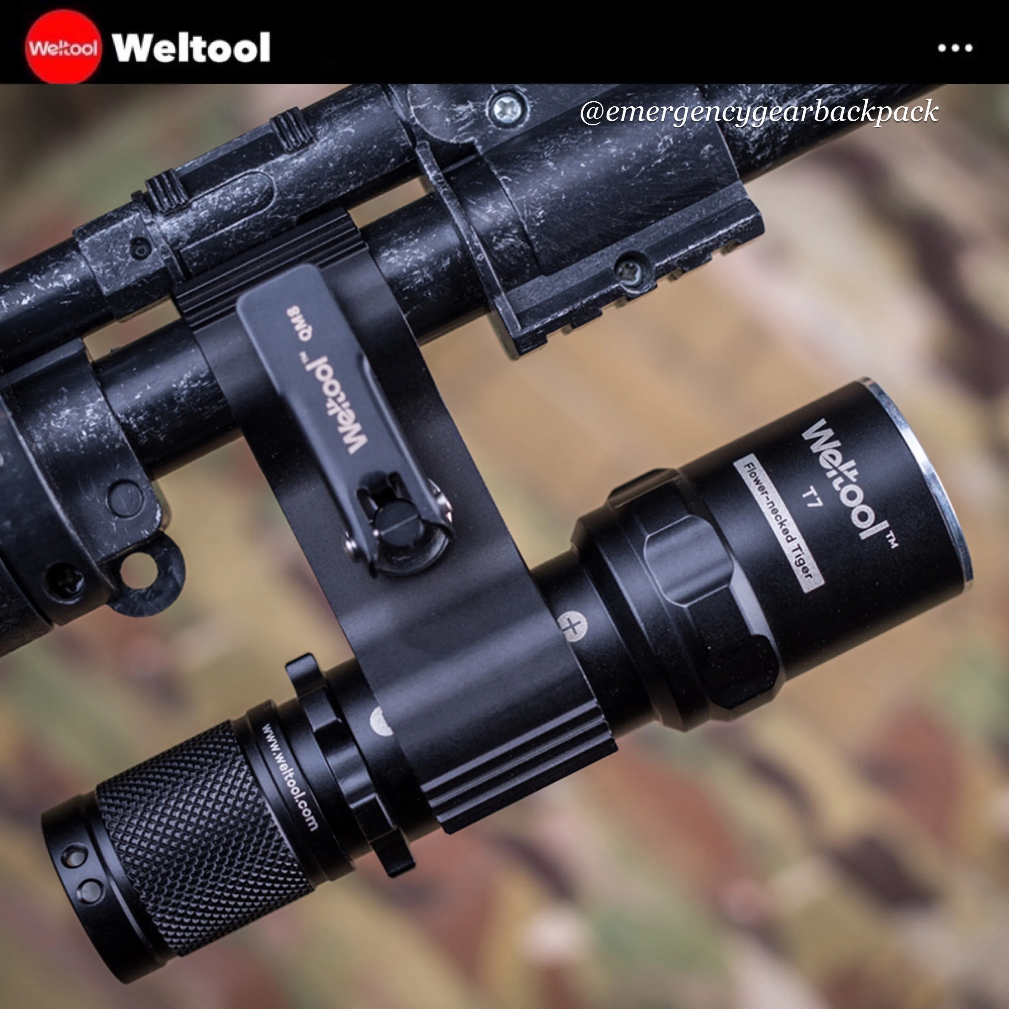 Weltool T7 Compact Tactical Flashlight 296 Lumens 201M
