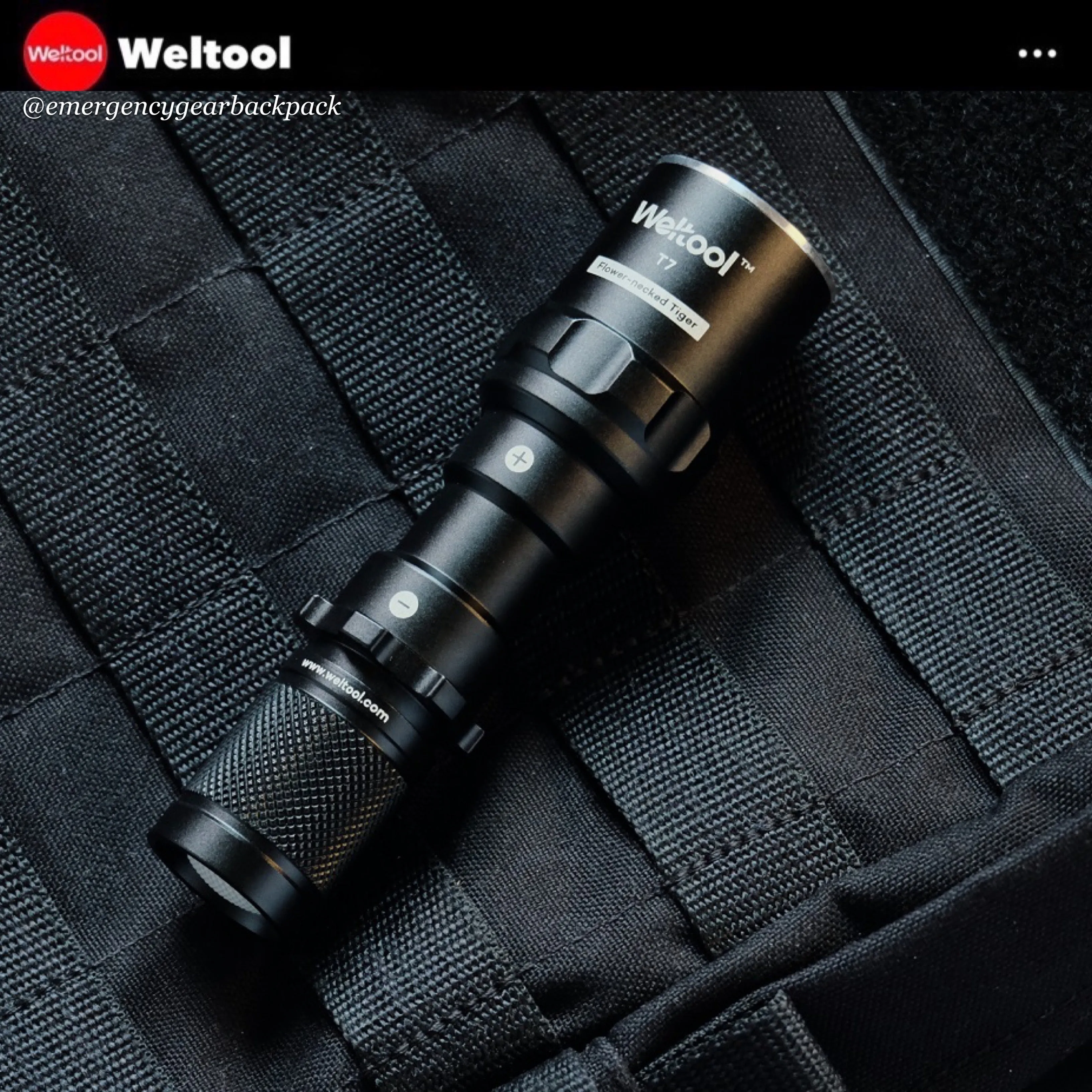Weltool T7 Compact Tactical Flashlight 296 Lumens 201M