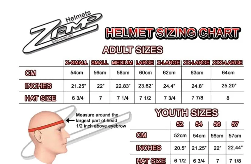 Zamp RZ-56 Helmet (Snell SA2020) and Z-Tech-2A FHR (Hans) Combo